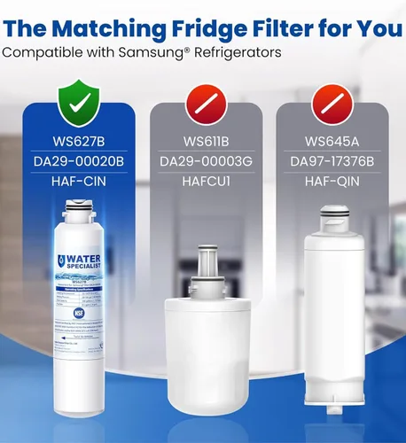 Vista 3 de Waterspecialist DA29-00020B Repuesto para Filtro de agua Samsung DA29-00020B, HAF-CIN/EXP, DA29-00020B-1, HDX FMS-2, RS25J500DSR, RF28HMEDBSR