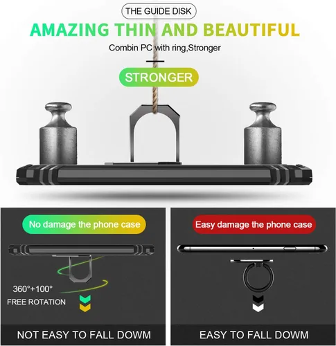 Vista 6 de Gritup Funda compatible con iPhone 6/6S/7/8 Plus con protector de pantalla HD, grado militar, a prueba de golpes, con anillo magnético para iPhone