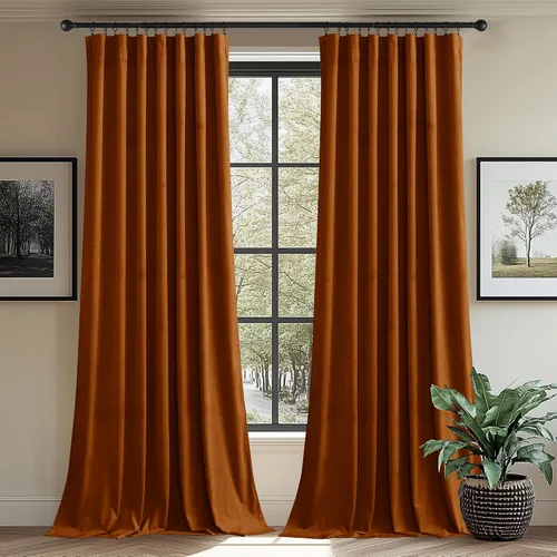 Vista 48 de StangH Cortinas de terciopelo rojo de 42 x 84 pulgadas de lujo, con aislamiento térmico, divisores de habitación, decoración navideña del hogar