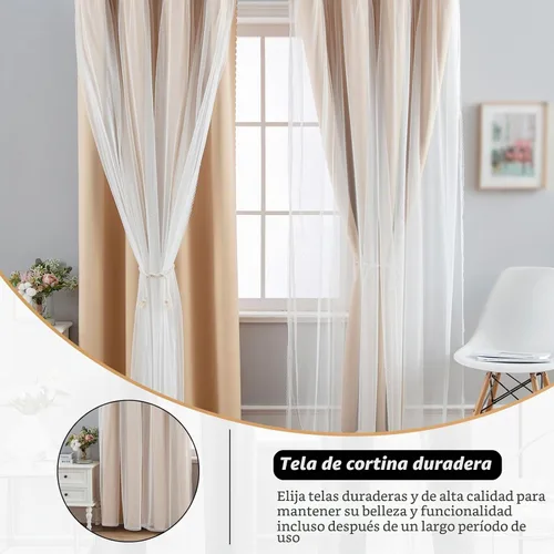 Vista 6 de Anytime Cortinas opacas y transparentes con ojales sólidos en la parte
