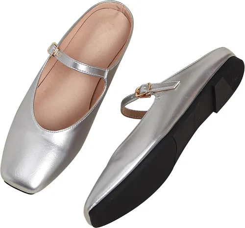 Vista 2 de Dear Time Pantuflas cómodas para mujer, con puntera cerrada, zapatos elegantes sin espalda, zapatos planos para mujer
