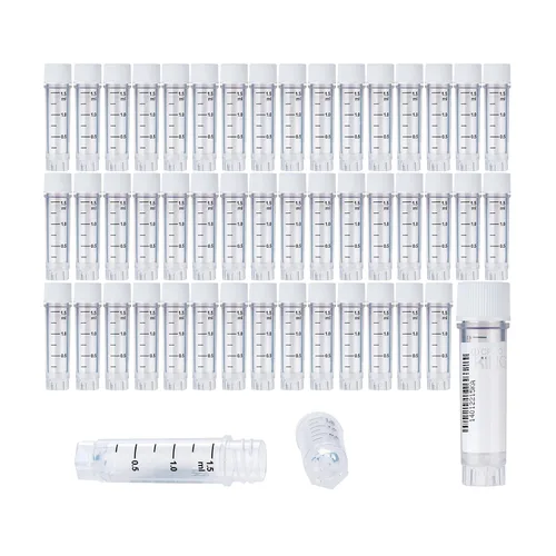Vista 31 de Cryoviales de 0.0 fl oz, 25Pcs Cryotubes con código de barras lateral, frascos de esterilización con rosca externa, tubos de muestra con tapas Azul