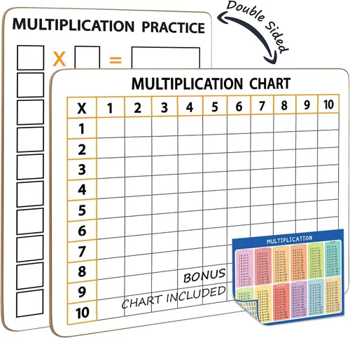 Vista 9 de SCRIBBLEDO Tabla de Multiplicación de Borrado en Seco Pizarra Blanca de 9" x 12" Tabla de Multiplicación de Doble Cara Tabla de Multiplicar