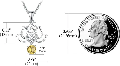 Vista 3 de TANGPOET Lotus Flower with Birthstone Necklace for Women 925 Sterling Silver Om Pendant Necklace Healing Jewelry Gifts for Christmas Birthday with