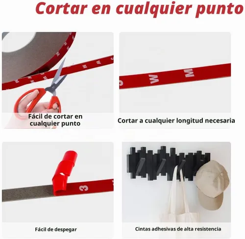 Vista 4 de CloudBuyer Cinta de montaje de doble cara de 108 pies, resistente, adhesivo de espuma impermeable para tiras LED y decoración de oficina en casa