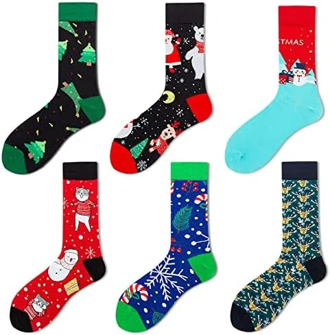 Vista 4 de NCDUANSAN Calcetines de Navidad kawaii otoño e invierno calcetines de hombre y mujer Santa calcetines de algodón (3pcs)