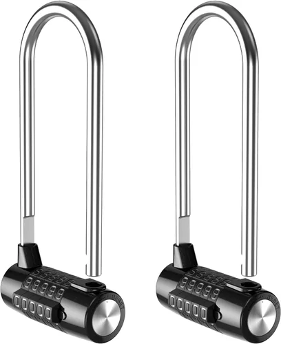 Vista 8 de KeeKit Candado de combinación de 5 dígitos, candado reiniciable de grillete de 4.65 pulgadas de largo, bloqueo de gimnasio alargado impermeable