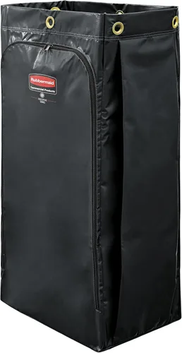 Vista 4 de Rubbermaid Productos Comerciales Bolsa de Vinilo de Repuesto Duradera con Cremallera Frontal 24 Galones Amarilla para Carrito de Limpieza de Amarillo