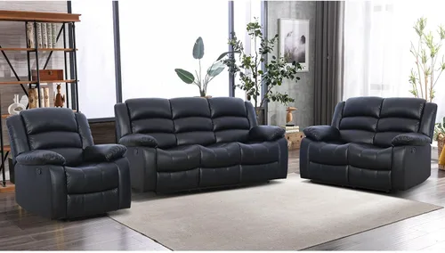 Vista 20 de EBELLO Juego de sofá reclinable manual, moderno juego de muebles reclinables de microfibra para sala de estar, incluye 2 sillas reclinables y 1 sofá