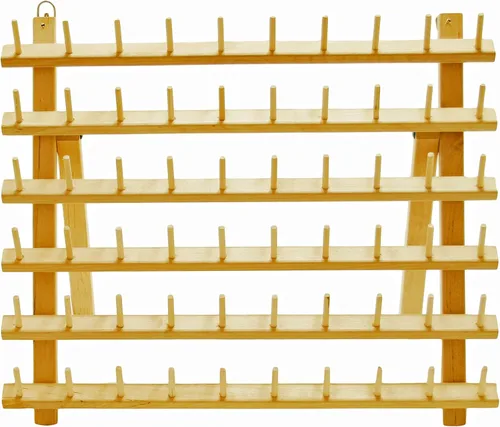 Vista 2 de New ThreadNanny - Estante de hilo de madera para costura, acolchado, carretes de bordado y mini conos (60 carretes)