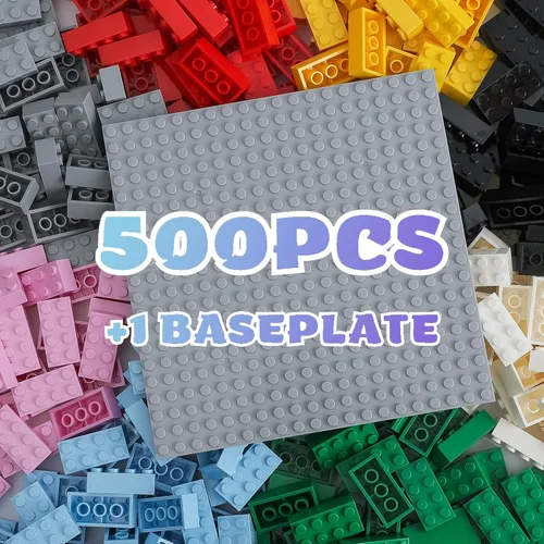 Vista 13 de HUIZDQ 1000 bloques de construcción, placas base apilables clásicas, 3 placas base azules, grises y verdes de 6.3 x 6.3 pulgadas, compatibles