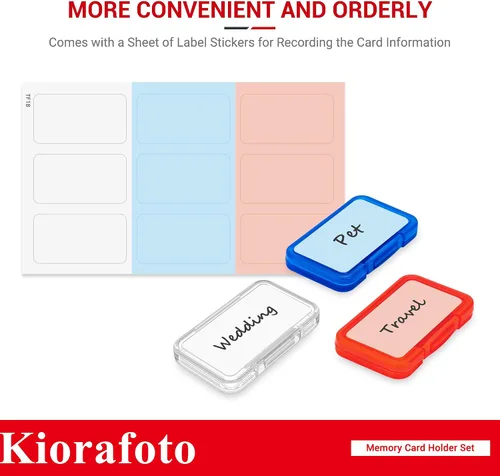 Vista 7 de Kiorafoto 18 PCS Estuche Porta Tarjetas de Memoria de Plástico Transparente Multicolor para 18 Tarjetas Micro SD SDXC SDHC TF, Estuche