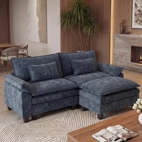 Vista 46 de URRED - Sofá seccional modular Cloud, sofá moderno en forma de L de 87" con profundidad de asiento con otomana y almohadas, ultra cómodo sofá
