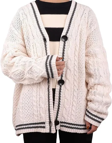 Vista 2 de Women's Long Cardigans Open Front Long Sleeve Knit Cardigans Star Print Lightweight Sweater Outerwear