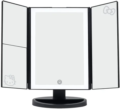 Vista 4 de Impressions Vanity Espejo Hello Kitty con Luces, Espejo de Maquillaje LED Tríptico de Tres Tonos con Sensor Táctil y Tres Paneles de Espejo Negro