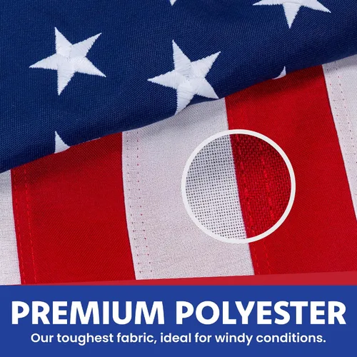 Vista 5 de Co - Bandera estadounidense de 3x5 - Bandera resistente de EE. UU. - Poliéster Premium PolyMax, rayas cosidas y estrellas bordadas - Banderas