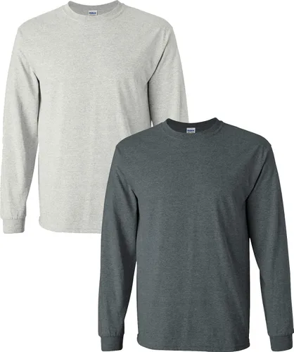 Vista 5 de Gildan Camiseta de manga larga de algodón ultra para adulto, estilo G2400, paquete múltiple Militar + ceniza.