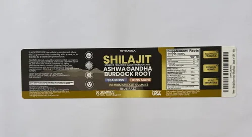 Vista 7 de Gomitas Shilajit orgánicas, musgo marino, Ashwagandha, más de 105 minerales traza - Raíz de bardana orgánica y Hongo Melena de León - Blue Razz