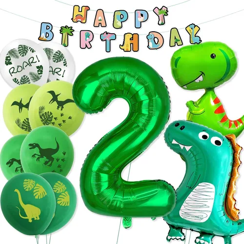 Vista 13 de VHUWE Decoración de dinosaurio para fiesta de primer cumpleaños, 38 Decoración de fiesta de primer dinosaurio
