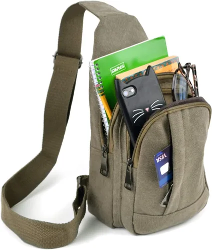 Vista 5 de WESTEND Mochila cruzada de lona con correa ajustable, Mochilas Daypack