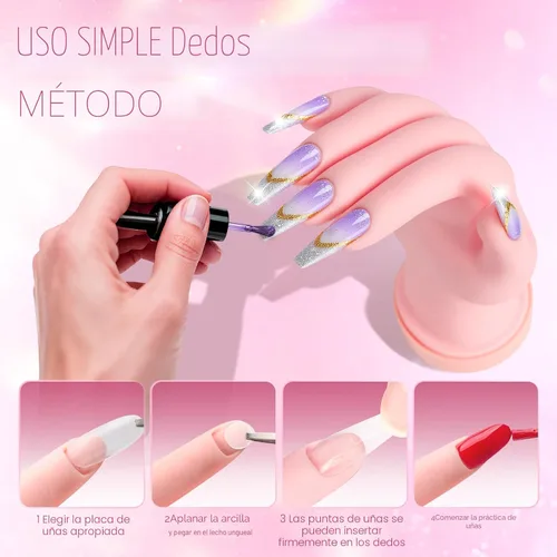 Vista 6 de Buqikma Mano de práctica de uñas para uñas acrílicas, mano de maniquí para práctica de uñas, flexible y flexible y flexible para práctica de uñas, 1