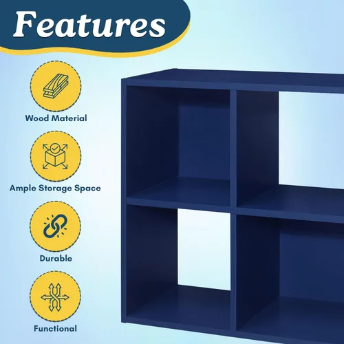 Vista 5 de Kings Brand Furniture - Estantería infantil de 4 cubos, organizador de almacenamiento de juguetes para niños, para sala de juegos, dormitorio