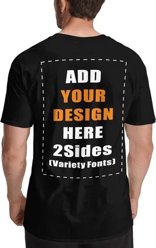 Vista 2 de Custom T Shirt Design Your Own 2 Sides Front and Back Personalized Customizable Tee Photo Logo Text Word Shirts