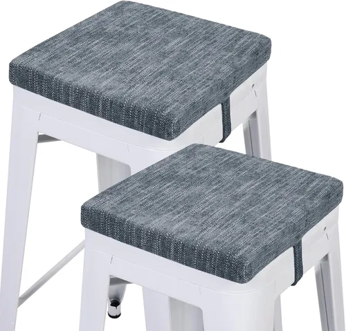 Vista 13 de baibu Juego de 2 cojines cuadrados de espuma viscoelástica de 12 pulgadas, diseño de doble capa con lazos, cojín cuadrado para silla para taburetes