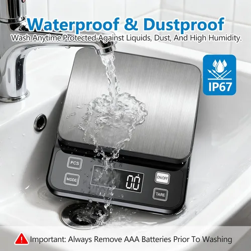 Vista 4 de Báscula de alimentos impermeable IPX7 de 0.00 oz de precisión de cocina, báscula digital de alimentos de 11.0 lbs/11 libras recargable por USB