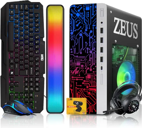 Vista 10 de TechMagnet PC de escritorio para juegos, Intel i7 6ª generación, Zeus Pro 4, GT 1030, ARGB de RAM de 16 GB, SSD de 1 TB + disco duro de 2 TB