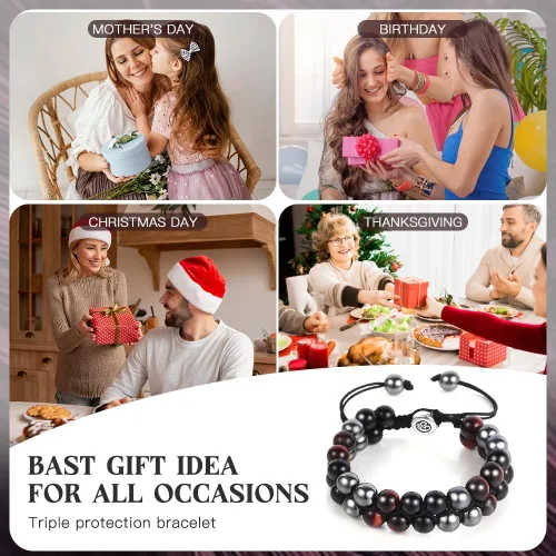 Vista 15 de Triple Protection Bracelet - for Protect & Balance - Energy Crystal Handmade Bracelets for Men Women