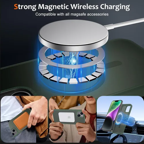 Vista 539 de Anuck - Funda magnética para iPhone 11 compatible con MagSafe, carcasa trasera mate translúcida dura, borde de TPU, delgada, resistente a impactos