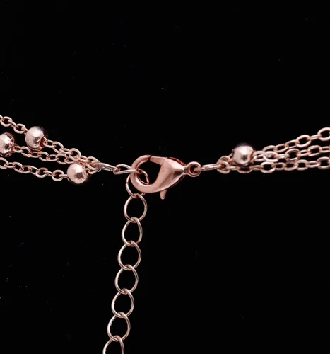 Vista 5 de MOLOCH Gargantilla de capa de cadena larga con borla para mujeres y niñas, hecho a mano, estación de cuentas y collar de cadena de abalorios, collar