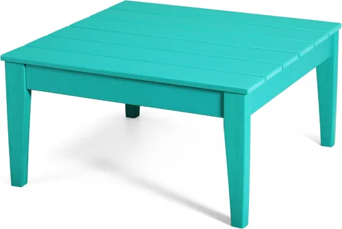 Vista 12 de Ashore - Mesa de centro para exteriores, 32 pulgadas para todo tipo de clima, de madera de polietileno Adirondack, mesa auxiliar cuadrada para Teca