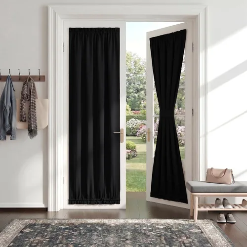 Vista 34 de PONY DANCE Persianas para puertas – Paneles opacos para tratamiento de ventanas, cortinas sólidas de alta resistencia con bolsillo para barra