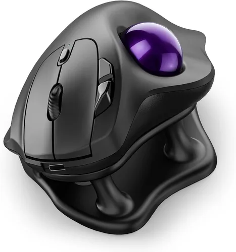 Vista 9 de Nulea M511 Ratón inalámbrico Trackball recargable, ratón ergonómico con control de pulgar y soporte inclinable, seguimiento suave y preciso A-Rojo