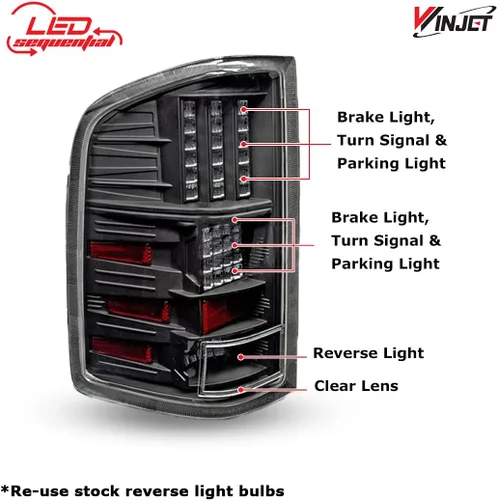 Vista 3 de Winjet Luces traseras LED para [2007-2013 Chevy Silverado 1500] [2007 2008 2009 2010 2011 2012 2013 2014 Silverado 2500/3500] Luces traseras LED