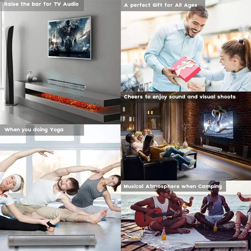 Vista 7 de TOPROAD Barra de sonido, barra de sonido con cable e inalámbrico Bluetooth 5.0, micrófono integrado, para teléfono celular/tablet/proyector