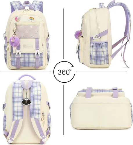 Vista 3 de AO ALI VICTORY Mochila escolar para laptop de 15.6 pulgadas, linda mochila escolar para niños, mochila universitaria primaria, bolsas grandes