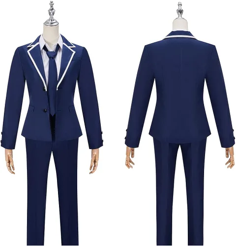 Vista 3 de Anime Sasaki Shuumei Miyano Yoshikazu - Disfraz de cosplay para hombres adultos, trajes azul marino, abrigo y pantalones, uniforme escolar, Halloween