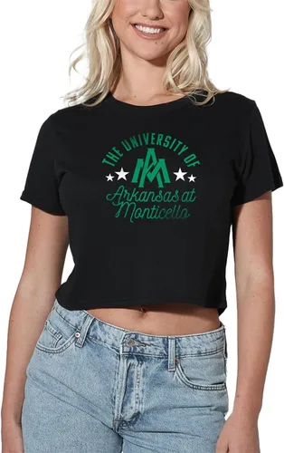Vista 364 de Colección oficial de camisetas con diseño de mascota desgastada para mujer, color negro Grizzlies del estado de Adams