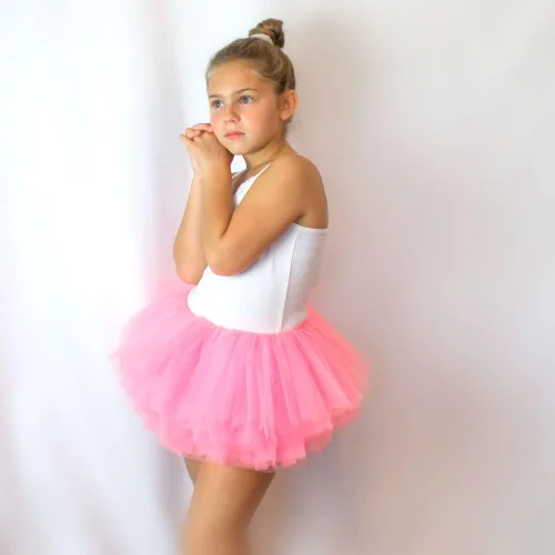 Vista 2 de Falda de ballet, tutu de tul corto en 10 capas para niñas (talla 4 -10 años), por My Lello Agua