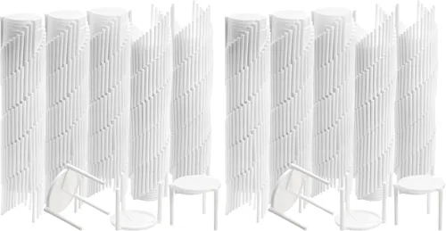Vista 9 de ZEAYEA 600 piezas de soporte para guardar pizza, apilamiento de plástico para pizza de mesa, protector de pizza blanca desechable para contenedor