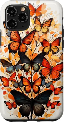 Vista 10 de iPhone 14 mariposa estética naranja mariposas naturaleza acuarela caso