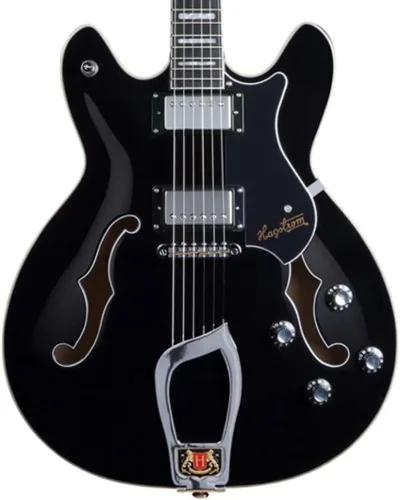 Vista 2 de Hagstrom Guitarra eléctrica semihueca Viking - Negro brillante