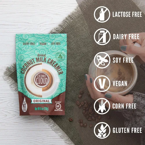 Vista 4 de Coconut Cloud: Crema de café sin lácteos a base de plantas, apta para dieta cetogénica, leche de coco en polvo sin azúcar, sin lácteos, sin OMG, a