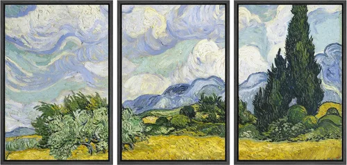Vista 17 de wall26 Lienzo enmarcado para pared, juego de arte con flores de almendra de Vincent Van Gogh, naturaleza, ilustraciones de área silvestre, bellas