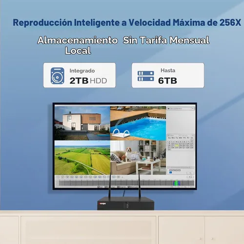 Vista 2 de Sistema de cámara de seguridad para el hogar al aire libre, disco duro de 2 Negro