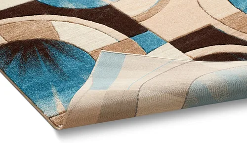 Vista 3 de Well Woven Tapete geométrico rubí de 2 x 3 pulgadas, color azul y gris, vibrante, moderno, contemporáneo, tallado a mano, diseño de rayos de sol