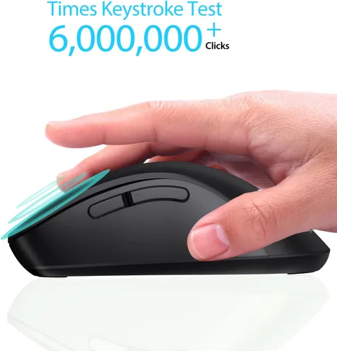 Vista 3 de memzuoix Ratón inalámbrico de 2.4G, mouse de computadora de 1400 DPI con receptor USB, ratones USB inalámbricos portátiles a batería para laptop